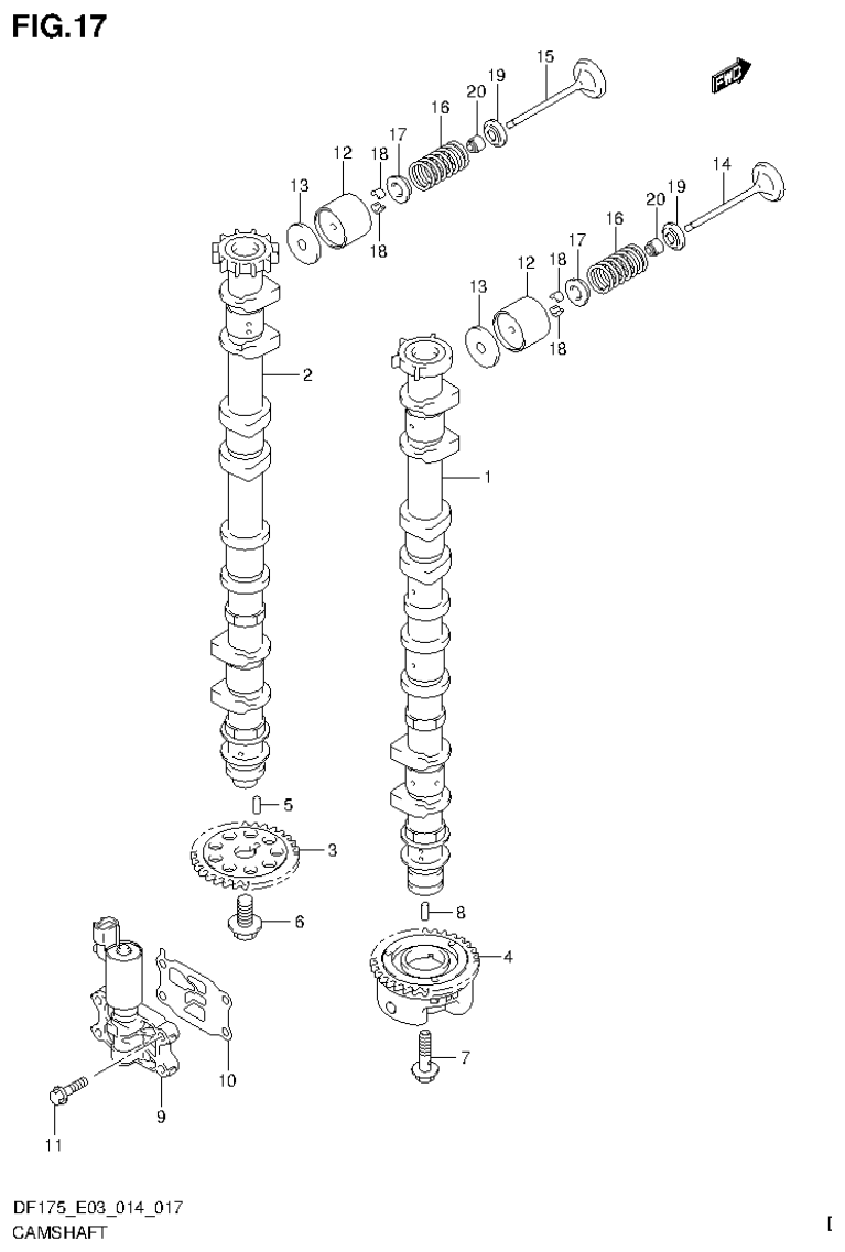 Suzuki DF175ZG CAMSHAFT (DF175T E03) parts diagram